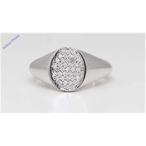 14K White Gold Round Cut Diamond Pave Shape Prong Set Signet Ring (0.32 Ct,D-F Color,Si Clarity)