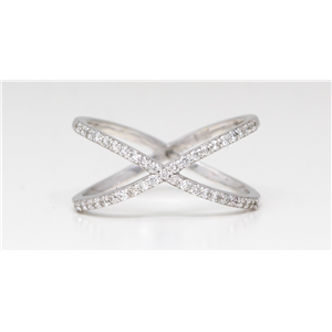 14K White Gold Round Diamond Multi-Stone Crossed Prong Set Ring (0.41 Ct,D-F Color,Vs-Si Clarity)