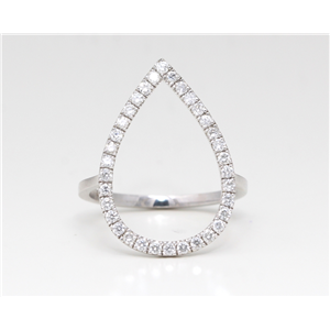 14K White Gold Round Diamond Teardrop Multi-Stone Prong Set Ring (0.4 Ct,D-F Color,Vs-Si Clarity)