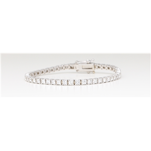 14K White Round Diamond Multi-Stone Prong Set Tennis Bracelet With Secure Box Clasp (3.8 Ct D-F Si Clarity)