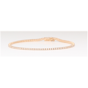 14K Rose Gold Diamond Multi-Stone Prong Tennis Bracelet With Secure Box Clasp (1.1 Ct D-F Vs-Si Clarity)