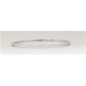 14K White Gold Round Diamond Multi-Stone Prong Set Bangle With Hinge Clasp (1.25 Ct D-F Color Vs-Si Clarity)