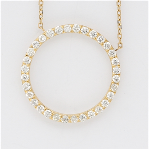 14K Yellow Gold Round Diamond Multi-Stone Prong Set Circle Shape Pendant (0.6 Ct,D-F Color,Vs-Si Clarity)