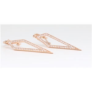 14K Rose Gold Round Diamond Multi-Stone Prong Kite Earrings With Latch Back (1.9 Ct D-F Vs-Si Clarity)