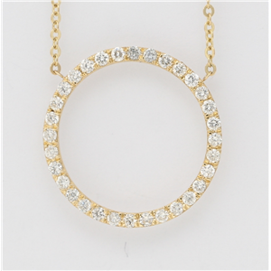 14K Yellow Gold Round Diamond Multi-Stone Prong Set Circle Shape Necklace (0.6 Ct,D-F Color,Vs-Si Clarity)