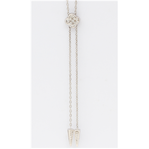 14K White Gold Round Diamond Multi-Stone Prong Set Flower Bolo Tie Necklace (0.35 Ct D-F Color Vs-Si Clarity)