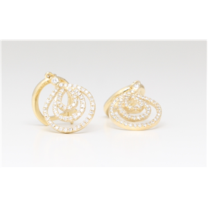 14K Yellow Gold Round Diamond Multi-Stone Prong Set Teardrop Latch Back Earrings (0.7 Ct D-F Vs-Si Clarity)