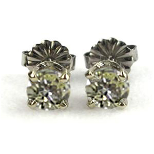 Round Diamond Stud Earrings 14k White Gold (1.1 Ct, Natural Fancy Yellow Color, VS1-VS2 Clarity)