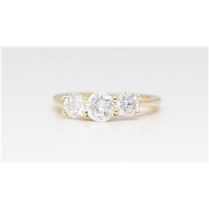 14K Yellow Gold Three Stone Round Diamond Three Stone Prong Set Engagement Ring (1.52 Ct G-H I1 Clarity(Clarity Enhanced))