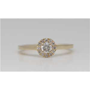14K Yellow Gold Round Cut Diamond Halo Set Engagement Ring (0.46 Ct,H Color,Si1 Clarity)
