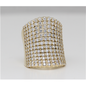 14K Yellow Gold Round Cut Diamond Pave-Set Finger Ring (3.3 Ct,H Color,Vs2 Clarity)