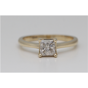 14K Yellow Gold Princess Cut Diamond Solitare Engagement Ring (1.01 Ct,I Color,I1 Clarity)