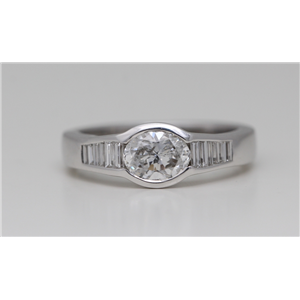 14K White Gold Oval Cut Diamond Invisiable And Prong Set Engagement Ring (1.33 Ct,F Color,Si2 Clarity)