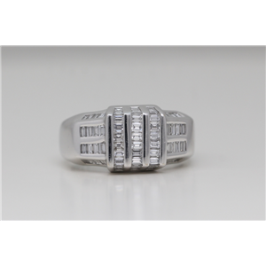18K White Gold Baguette Cut Diamond Invisiable Set Retro Fashion Ring (1.16 Ct,F Color,Vs1 Clarity)