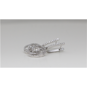 14K White Gold Round Cut Diamond Flower Swirl Dangle Earrings (1.5 Ct,G Color,Vs2 Clarity)