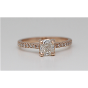 14K Rose Gold Cushion Diamond Classic Engagement Ring With Diamonds On The Sholders (1.25 Ct I I2 Clarity)