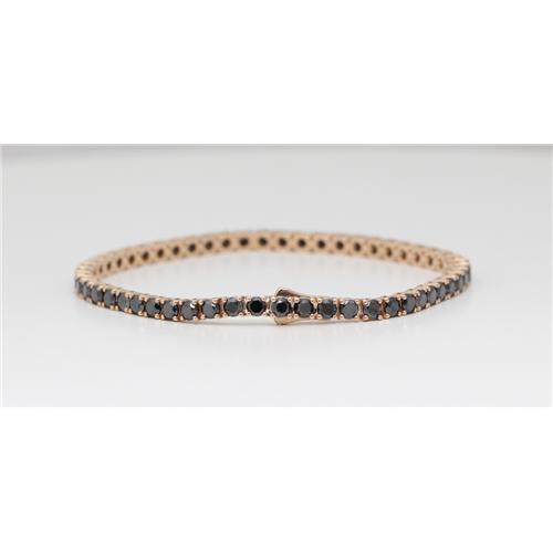14K Rose Gold Other-Type Setting Classic Tennis Bracelet (Black & White Diamonds,Clarity)