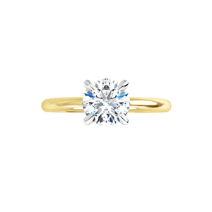 Round Diamond Solitaire Engagement Ring,14K Two Tone Gold (0.4 Ct,F Color,Vvs2 Clarity) GIA Certified