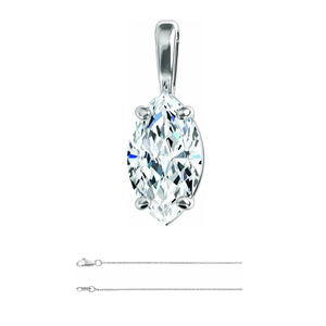 Marquise Diamond Solitaire Pendant Necklace 14K White Gold (1.35 Ct,D Color,Si2(Enhanced) Clarity) Aig
