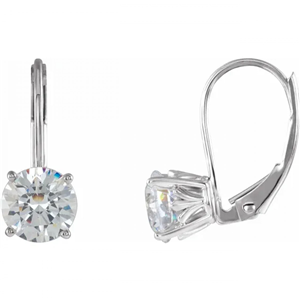 Round Diamond Lever Back Earrings 14K White Gold (1 Ct,D-F Color,Si1 Clarity GIA Certified)