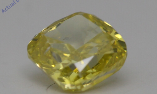 Cushion Cut Loose Diamond (0.81 Ct,Yellow(Irradiated) Color,Si1 Clarity)