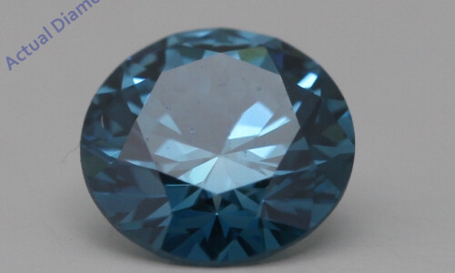 Round Cut Loose Diamond (0.56 Ct,Ocean Blue(Irradiated) Color,Si1 Clarity)
