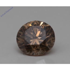 Round Cut Loose Diamond (0.93 Ct,Cognac Brown(Irradiated) Color,Vs Clarity)
