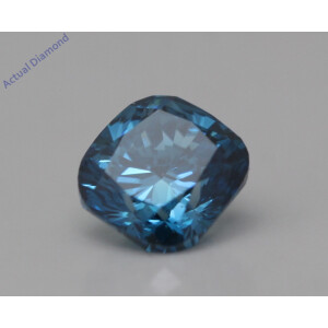 Cushion Cut Loose Diamond (0.52 Ct,Ocean Blue(Irradiated) Color,Vs1 Clarity)