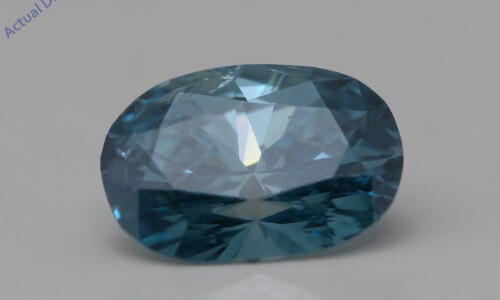 Oval Cut Loose Diamond (0.53 Ct,Sky Blue(Irradiated) Color,I1 Clarity)