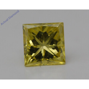 Princess Cut Loose Diamond (0.48 Ct,Yellow(Irradiated) Color,Vs1 Clarity)