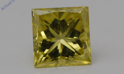 Princess Cut Loose Diamond (0.48 Ct,Yellow(Irradiated) Color,Vs1 Clarity)