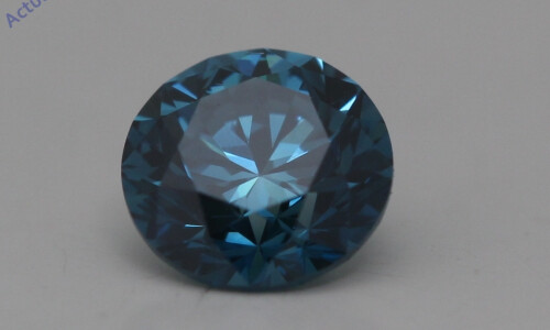 Round Cut Loose Diamond (0.39 Ct,Ocean Blue(Irradiated) Color,Vs1 Clarity)