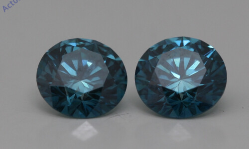 A Pair Of Round Cut Loose Diamonds (1.19 Ct,Ocean Blue(Irradiated) Color,Vs1 Clarity)