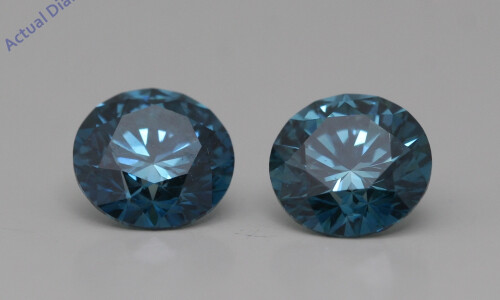 A Pair Of Round Cut Loose Diamonds (2.06 Ct,Sky Blue(Irradiated) Color,Vs1 Clarity)