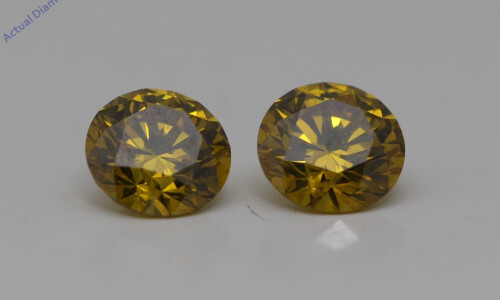 A Pair Of Round Cut Loose Diamonds (0.78 Ct,Yellow(Irradiated) Color,Vs1 Clarity)