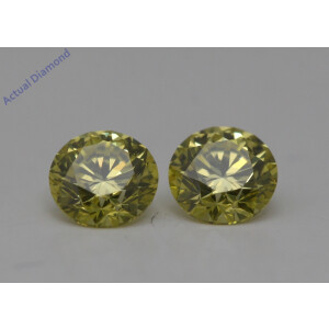 A Pair Of Round Cut Loose Diamonds (0.82 Ct,Yellow(Irradiated) Color,Vs1 Clarity)