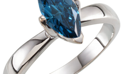 Marquise Diamond Solitaire Engagement Ring 14K White Gold (1.42 Ct Ocean Blue(Irradiated) Color Si2 Clarity)