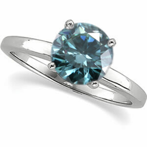 Round Diamond Solitaire Engagement Ring 14K White Gold (0.51 Ct Sky Blue(Irradiated) Color Si2-Si3 Clarity)