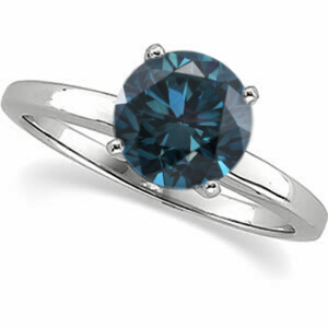 Round Diamond Solitaire Engagement Ring,14K White Gold (0.56 Ct,Ocean Blue(Irradiated) Color,Si1 Clarity)