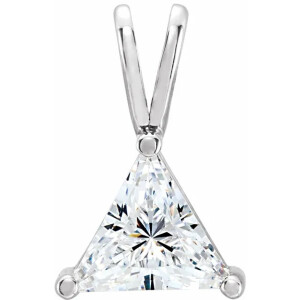 Triangle Diamond Solitaire Pendant Necklace 14K White Gold (0.54 Ct,J Color,Si1 Clarity) Certified