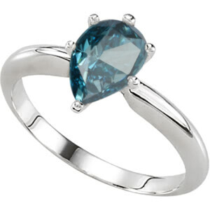 Pear Diamond Solitaire Engagement Ring,14K White Gold (0.67 Ct,Ocean Blue(Irradiated) Color,Vs1 Clarity)