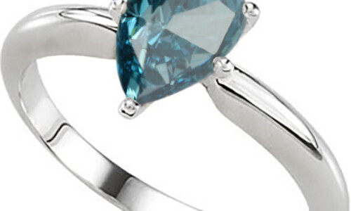 Pear Diamond Solitaire Engagement Ring,14K White Gold (0.69 Ct,Ocean Blue(Irradiated) Color,Vs2 Clarity)