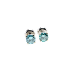 Round Diamond Stud Earrings 14K White Gold (1.06 Ct,Sky Blue(Irradiated) Color,Vs1 Clarity)