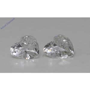 A Pair Of Heart Cut Natural Mined Loose Diamonds (0.6 Ct,I Color,I1 Clarity)