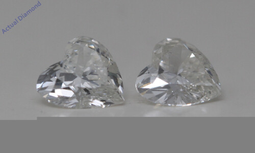 A Pair Of Heart Cut Natural Mined Loose Diamonds (0.67 Ct,H Color,Si1-Si2 Clarity)