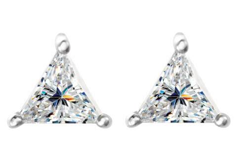 Triangle Diamond Stud Earrings 14K White Gold (0.65 Ct,K Color,Vs2-Si1 Clarity)