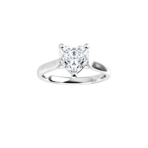 Heart Diamond Solitaire Engagement Ring,14K White Gold (0.7 Ct,F Color,Si1 Clarity) GIA Certified