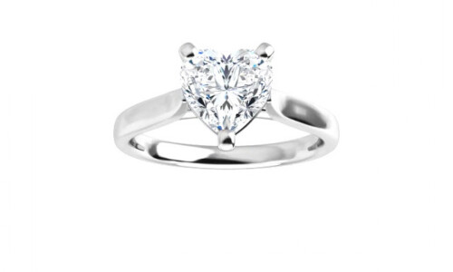 Heart Diamond Solitaire Engagement Ring,14K White Gold (0.7 Ct,F Color,Si1 Clarity) GIA Certified