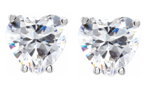 Heart Natural Mined Diamond Stud Earrings 14K White Gold (0.6 Ct,I Color,Vs2-Si1 Clarity)