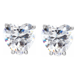 Heart Natural Mined Diamond Stud Earrings 14K White Gold (0.75 Ct,I Color,Vs1-Vs2 Clarity)